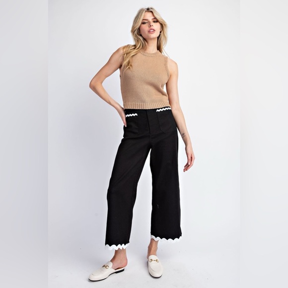Ric Rac Trim Soft Wash Wide Leg Pants - eesome - Picture 4 of 6